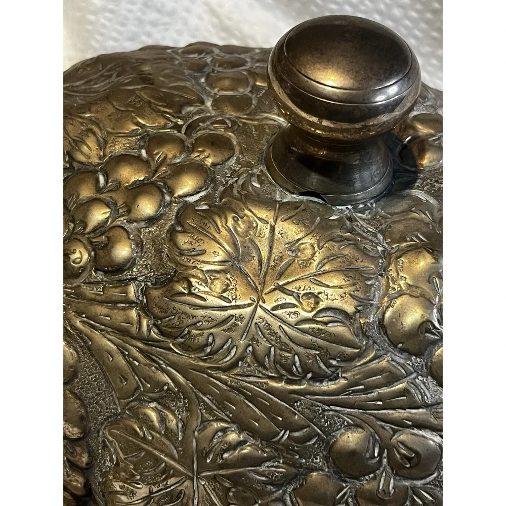 Art Nouveau Grape Leaf Meat‎ Dome Cover Silverplate Cloche – Rare Antique
